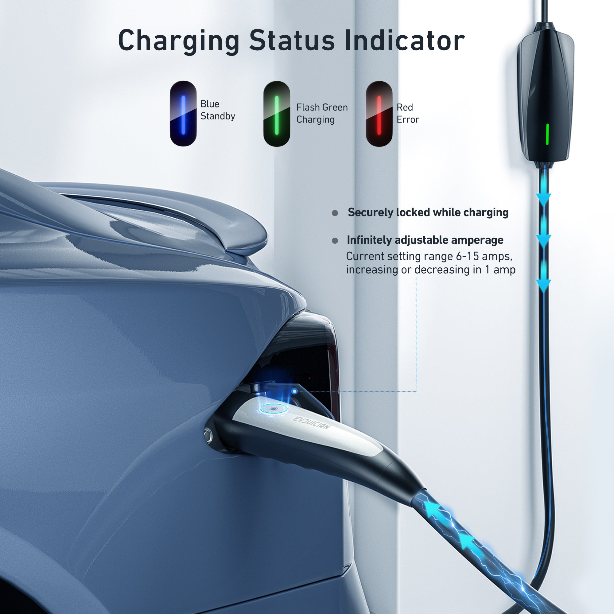 Tesla Charger Level 1 EV Charger for Tesla 110V 15 Amp WiFi/APP Enabled Mobile Connector with NEMA 5-15 Plug 20ft Extension Cord Compatible with All Tesla Models 3/Y/X/S